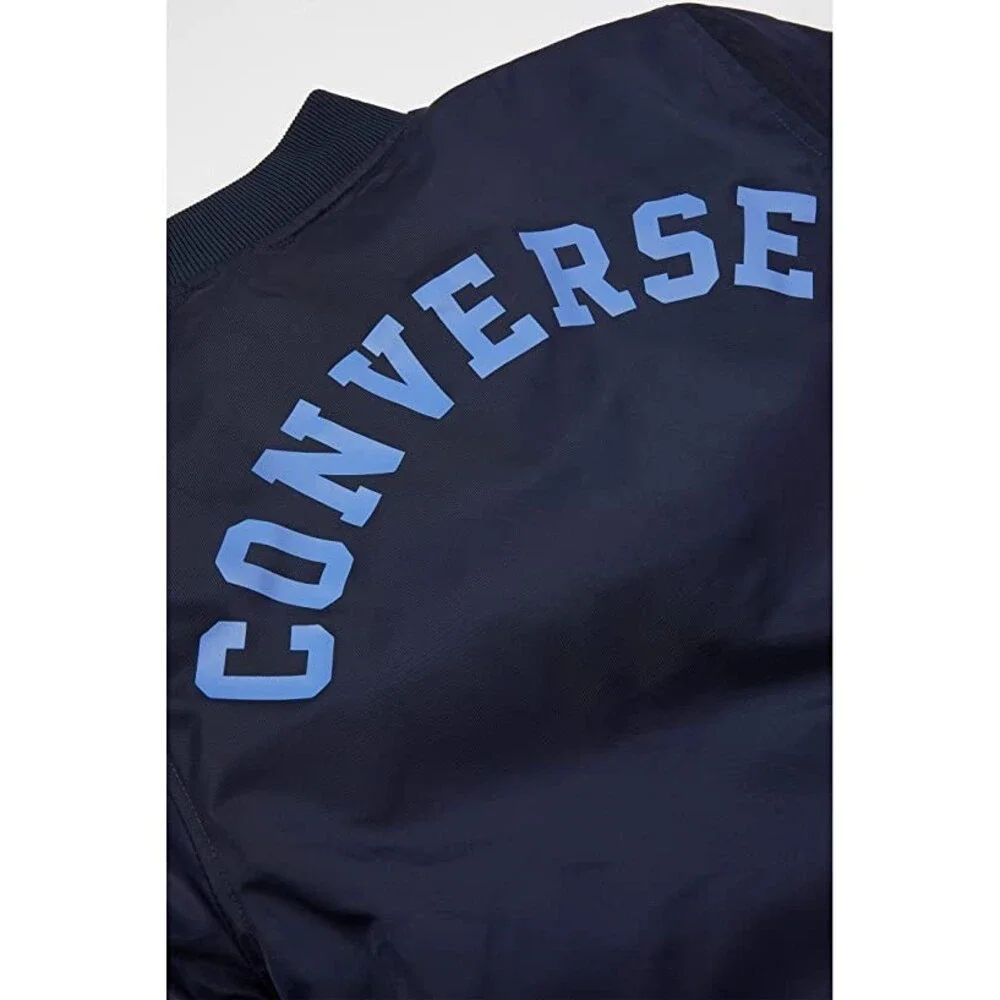 Converse Chenille Bomber Jacket Boys Medium Blue Full Zip Long Sleeve GBO301